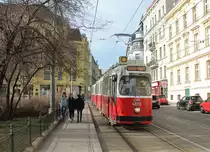 Wien Wiener Linien SL 40 (E2 4020 (SGP 1979)) XVIII, Währing, Gentzgasse / Aumannplatz am 14. Feber / Februar 2019.