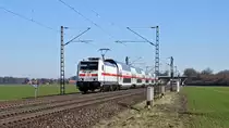 DB Fernverkehr 146 576 mit dem aus Wagenpark 2857 gebildeten IC (2) 2046 Dresden Hbf - Köln Hbf (Probsthagen, 27.02.19).