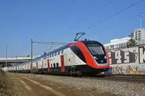 RABe 502 212-9 fährt Richtung Bahnhof SBB. Die Aufnahme stammt vom 21.02.2019.