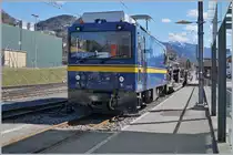 Die MOB Gem 2/2 2502 wartet in Blonay mit ihrem Dienstzug auf ihren nächsten Einsatz.
5. März 2019