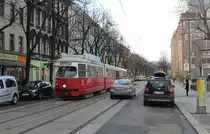 Wien Wiener Linien SL 49 (E1 4549 + c4 1359 (Bombardier-Rotax 1975 bzw. 1976)) XIV, Penzing, Breitensee, Hütteldorfer Straße / Lotte-Lenya-Platz am 13. Feber / Februar 2019.