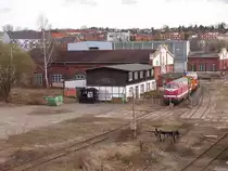 MEG 229 184-7 am 08.03.2019 als Dauerleihgabe in dem neuen Domiziel der Geraer Eisenbahnwelten.