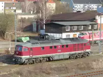 EBS 132 334-4 am 08.03.2019 vor dem neuen Domiziel der Eisenbahnwelten Gera.
