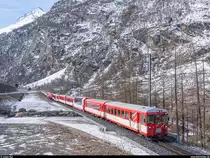 MGB Pendelzug Zermatt - Visp mit HGe 4/4 II 3 und führendem BDt 2241 am 16. März 2019 in der Gegensteigung bei Randa.