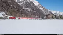 MGB Pendelzug Visp - Zermatt mit HGe 4/4 II 1 am 16. März 2019 bei Täsch.