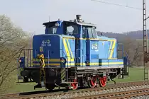 EVB 365 130-4 Solo am 20.03.2019  10:17 nördlich von Salzderhelden am Bü 75,1 in Richtung Göttingen