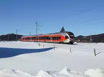 Der RABe 526 056 als S 31 am 16.02.2019 unterwegs bei Biberbrugg.