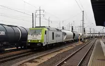 Am 17.03.19 bespannte 285 111 den Sodazug von Stassfurt nach Bitterfeld. Hier erreicht der Zug sein Ziel.