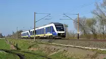 LNVG 648 085/585 und 648 079/579, vermietet an NWB (VT 648 085 und VT 648 079), als Leerfahrt in Richtung Osnabrück (Hüde, 22.03.19).