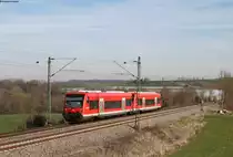 650 002-8 und 650 001-0 als RB 22911 (Nürtingen-Herrenberg) bei Großbettlingen 22.3.19