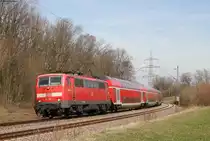 111 050-1 mit dem RE 22019 (Stuttgart Hbf-Tübingen Hbf) bei Großbettlingen 22.3.19