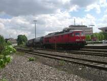 232 403 kommt mit einigen G�terwagen, die f�r die �bergabe nach Hirschau bestimmt waren, in Amberg an. (Amberg 25.05.2005)