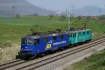 Lokzug ab Cornaux der WRS Widmer Rail Services AG bestehend aus den Re 430 114 und Re 430 115 zwischen Wangen an der Aare und Niederbipp unterwegs am 1. April 2019.
Foto: Walter Ruetsch