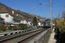 Re 420 330-3 mit dem Holcim Zug beim Passieren der einspurigen Strecke bei Ligerz am 28. März 2019.
Das am Bielersee liegende Winzerdorf Ligerz mit den Weinbergen finde ich zu jeder Jahreszeit sehr fotogen.
Für die Dokumentation von Hintergrund und einspuriger Streckenführung widme ich diesem speziellen Ereignis mit grüner Lok gleich zwei unterschiedliche Aufnahmen ab dem selben Fotostandort.
Foto: Walter Ruetsch