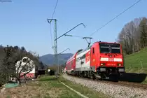 146 230-8  750 Jahre Radolfzell  mit der RB 17275 (Freiburg(Brsg)Hbf-Seebrugg) bei Falkensteig 29.3.19