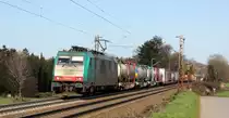 Die Cobra 2839 kommt aus Richtung Aachen-West und fährt die Gemmenicher-Rampe hochgefahren mit einem langen Containerzug aus Gallarate(I) nach Antwerpen-Oorderen(B) und fährt in Richtung Montzen/Belgien. 
Aufgenommen an der Montzenroute am Gemmenicher-Weg.
Bei schönem Frühlingswetter am Nachmittag vom 24.3.2019.