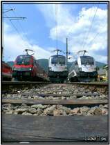 Froschperspektive der  3 Railjet (1116.200,1016.034,1016.035)M�rzzuschlag Dampflokfest 2007. 10.06.2007