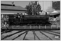 629.01 (S�dbahn 629.01, BB� 629.101, DRB 77 266, �StB 77.266, �BB 77.66, �BB Vz 0 1089) vom Heizhaus Strasshof auf der Drehscheibe am Graz-K�flacher Bahnhof. Aufnahme vom 19.5.2007.
