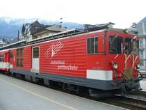 MGB - Zahnrad Triebwagen Deh 4/4 96 im MGB Bahnhof von Brig am 10.03.2007