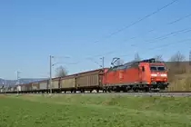 DB Lok 185 119-5 fährt Richtung Bahnhof Sissach. Die Aufnahme stammt vom 21.03.2019.