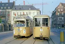 København / Kopenhagen Københavns Sporveje SL 7 (DÜWAG/Kiepe-GT6 881 / 900) København K, Zentrum, Gothersgade / Sjæleboderne am Verfassungstag, dem 5. Juni 1970. - Scan eines Farbnegativs. Film: Kodak Kodacolor X.