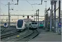 Erst hinter zwei TGV versteckt, kommt die SNCF BB 22209 nun mit ihrem TER 96556 aus der Abstellgruppe von Genève zur Bereitstellung auf Gleis 8. 

23. März 2019
 