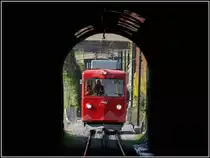 BDeh 1/2 Nr.1  Liseli  fährt in den Tunnel ein, der in der Bergstation Walzenhausen endet. (15.04.2019)
