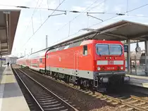 143 238 als Schublok für den RE 3 nach Lutherstadt  Wittenberg über Berlin am 17. April 2019