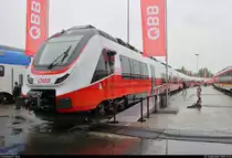 4758 505-3 (Bombardier Talent 3) Cityjet (ÖBB) steht auf dem Gleis- und Freigelände der Messe Berlin anlässlich des  Tags des Eisenbahners  im Rahmen der Publikumstage zur InnoTrans 2018.
Weitere Informationen zum Fahrzeug:
https://www.virtualmarket.innotrans.de/de/%C3%96BB-Cityjet-TALENT3,dct5-605
[23.9.2018 | 14:54 Uhr]