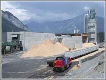 Am 843 076-1 vor einem Teil des Stallinger Werkes vor der Silhouette des Montalin. (04.06.2007)