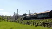 Ein Blick auf die Class 66 6603 von Captrain fährt jetzt für Railtraxx: Sie zieht einen schweren Güterzug aus Linz Voestalpine(A) nach Antwerpen-Waaslandhaven(B). 
Aufgenommen von einem Weg in Reinartzkehl.
Bei schönem Frühlingswetter am Nachmittag vom 19.4.2019.