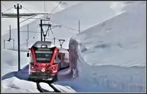 Bernina Express PE951 mit ABe 8/12 3509 kurz vor Ospizio Bernina. (17.04.2019)