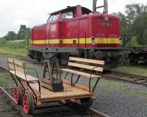 Tag der offenen T�r im BW Bismarck : TSD 212 325-5 (Eigent�mer Transport Schienen Dienst) vermietet an die Bocholter Eisenbahn Gesellschaft(BEG) und die Handhebeldraisine der HEG.    16.06.2007