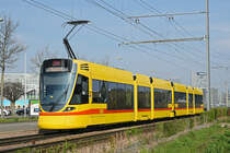 Be 6/10 Tango 161, auf der Linie 11, fährt zur Haltestelle M-Parc. Die Aufnahme stammt vom 02.04.2019.