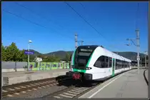 Auf nach Weiz. 
Ein GTW 2/6 der STB im  neuen Design  das mich nicht besonders anspricht verlässt den Bahnhof Graz Don Bosco an diesem strahlenden 10.05.2019
