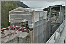 Brückenbaustelle Hinterrhein in Reichenau-Tamins. Die alte Brücke wird umfassend renoviert und anschliessend wieder angeschlossen. (08.05.2019)