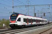 RABe 523 070, auf der S3, fährt beim Bahnhof Möhlin ein. Die Aufnahme stammt vom 15.04.2019.