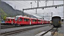 Chur Vorbahnhof Freiverladeplatz. IR1124 aus St.Moritz mit ABe 8/12 3502 fährt ein. (12.05.2019)
