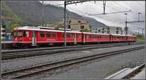 Chur Vorbahnhof Freiverladeplatz. Vorortpendel Be 4/4 516 steht abgestellt an der Militärrampe. (12.05.2019)