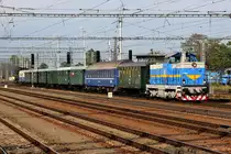 CSD T466 0007 (CD 735 007-7) fährt am 11.Mai 2019 mit dem Os 11918 von Hodonin nach Brno dolni n. in den Bahnhof Breclav ein.
