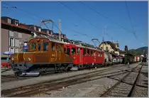 50 Jahre Blonay-Chamby! Das  Eselchen , die Berninabahn Ge 2/2 161 der RhB besuchte die Blonay Chamby Bahn und wurde gleich ihrem Verwendungszweck entsprechend in Blonay als Vorspannlok eingeteilt. Im Gegensatz zu den andern an den Festlichkeiten beteiligten Fahrzeugen, die vorzüglich aufgearbeitet Lok auch heute noch im (Plan)-Einsatz. 

9. Sept. 2018