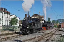 50 Jahre Blonay-Chamby! In Blonay dampte die SBB-Brünigbahn Gastlok G 3/4 208 der Ballenberg Dampfbahn (BDB), während im Hintergrund weitere Dampfloks auf ihren Auftritt warteten.

11. Mai 2018