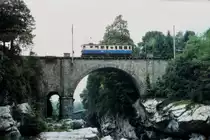 Centovalli-Bahn FART
BDe 4/4 18 bei Pontebrolla unterwegs im Juli 1990.
Foto: Walter Ruetsch