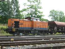 Eine Lok des Havelunternehmen mit paar Schotterwagen in Bad Harzburg
