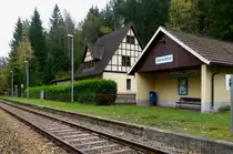 26.10.2014, Haltepunkt Harra Nord an der Strecke Saalfeld - Blankenstein in Thüringen. 