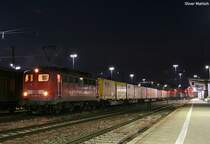 Am 31. Mai 2007 steht  mein  Zug morgens gegen 2:30 Uhr abfahrbereit im Bahnhof Ansbach. Zuglok des Containerfl�gels nach N�rnberg Hgbf war 140 668.