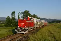 GKB DH 1500.04 mit Zug 8408 am frühen morgen bei Köpling (Köflacherbahn).

https://www.gkb.at/images/plakate_pdf/diesellok-1500hoch.pdf