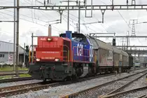 Am 843 093-6 durchfährt den Bahnhof Pratteln. Die Aufnahme stammt vom 28.05.2019.
