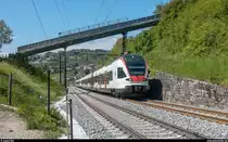 SBB RABe 523 028 und 522 221 am 15. Mai 2019 als S5 Grandson - Palézieux kurz nach Bossière.