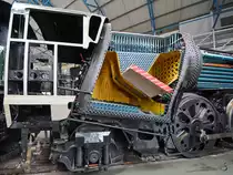 Die beeindruckend gestaltete Feuerbüchse der aufgeschnittenen Dampflokomotive No 35029  Ellerman Lines . (National Railway Museum York, Mai 2019)